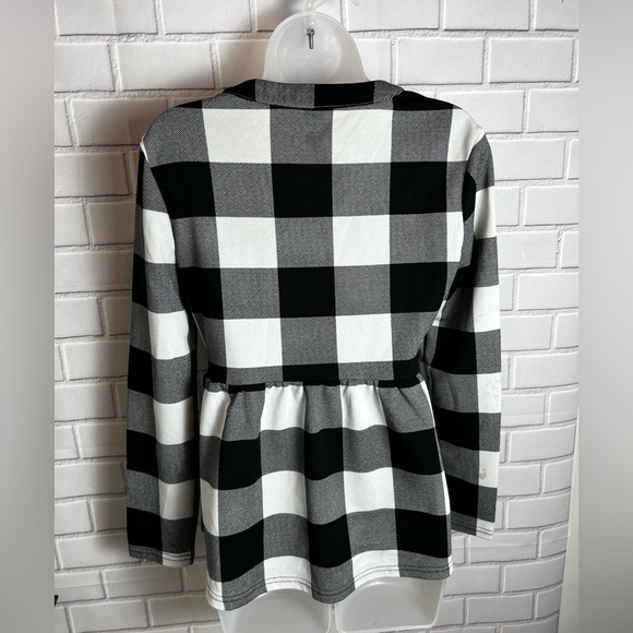 SHEIN Black and White Plaid Long Sleeve Top/size s - Picture 6 of 8